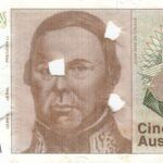 CRBX0411 BILLETE ARGENTINA 5 AUSTRALES PRUEBA-MUESTRA SIN CIRCULAR