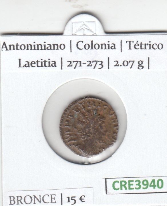imagen-13-20560.jpg CRE3940 MONEDA ROMANA ANTONINIANO COLONIA TETRICO I LAETITIA 271-273 - Imagen 1