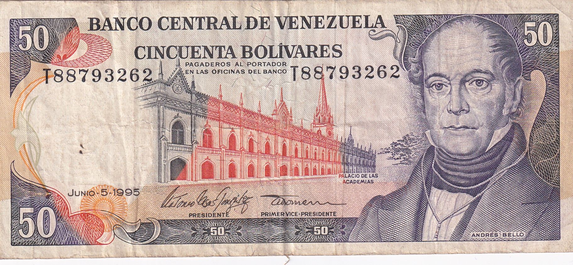 imagen-13-20678.jpg CRBX0574 BILLETE VENEZUELA 50 BOLIVARES 1995 BC - Imagen 1