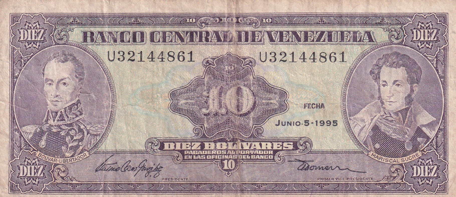 imagen-13-20679.jpg CRBX0575 BILLETE VENEZUELA 10 BOLIVARES 1995 MC - Imagen 1