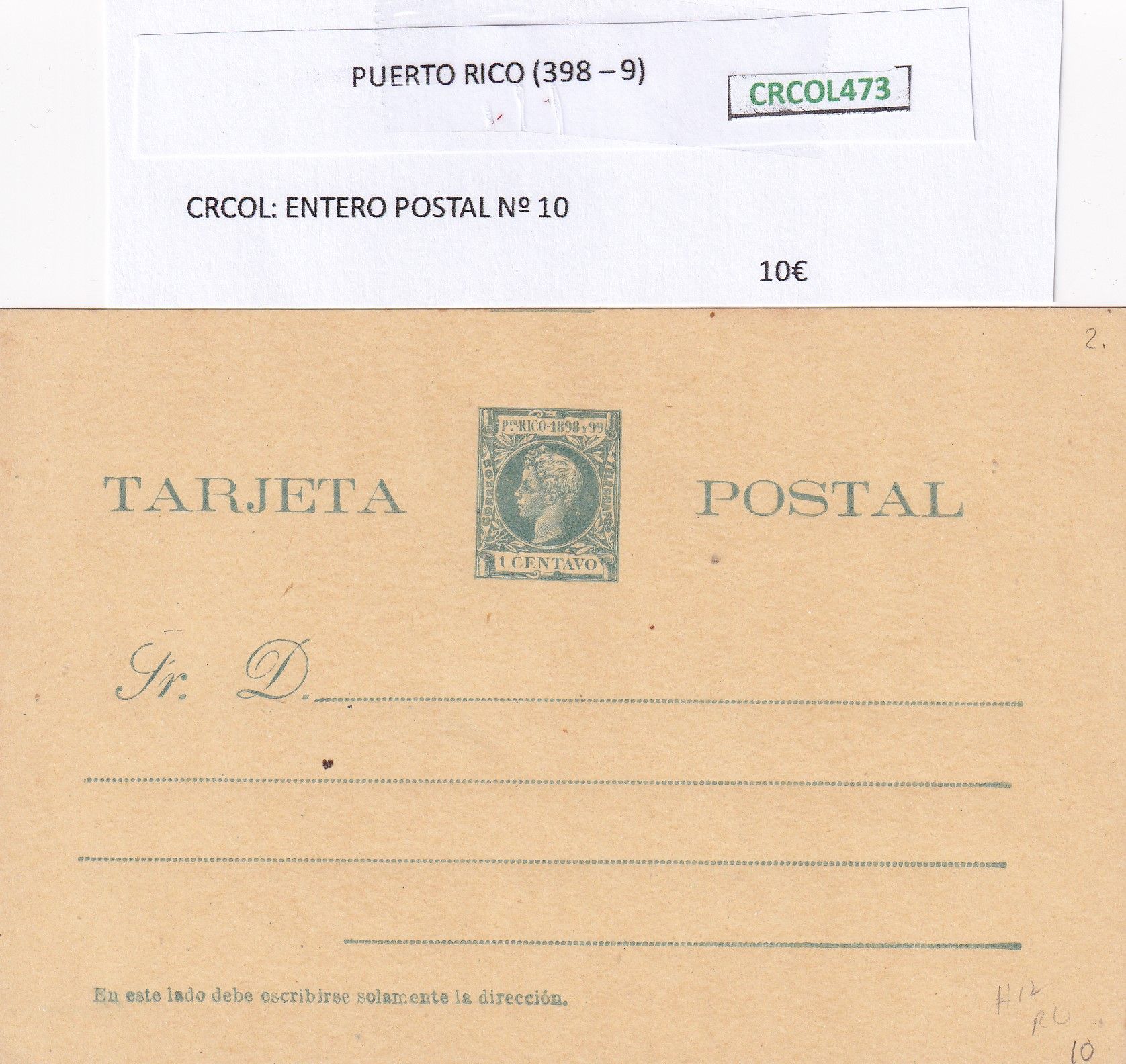 imagen-13-20720.jpg CRCOL473 ENTERO POSTAL PUERTO RICO Nº 10 - Imagen 1
