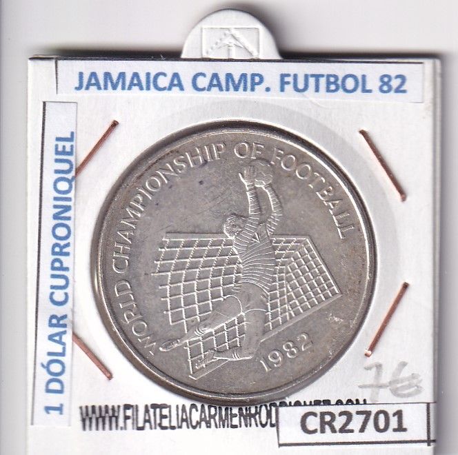 imagen-13-20840.jpg CR2701 MONEDA JAMAICA 1 DÓLAR 1982 MUNDUAL FUTBOL - Imagen 1
