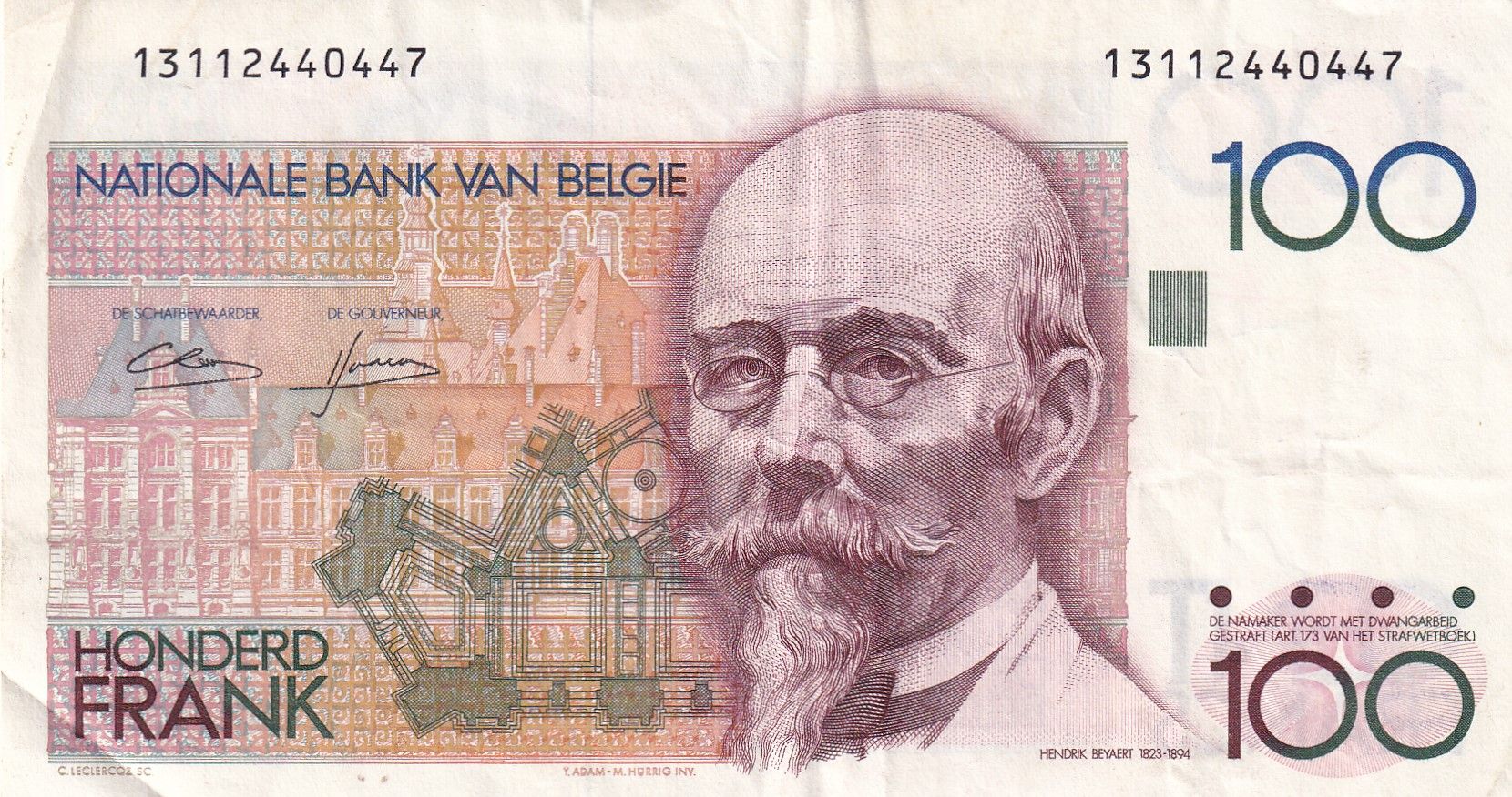 imagen-13-21078.jpg CRBX0718 BILLETE BELGICA 100 FRANCOS MBC - Imagen 1