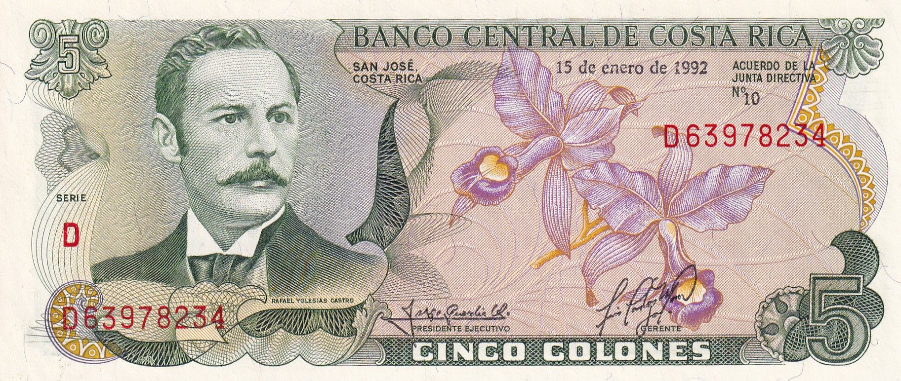 imagen-13-21090.jpg CRBX0730 BILLETE COSTA RICA 5 COLONES 1992 SIN CIRCULAR - Imagen 1