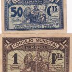 CRBL0202 BILLETES LOCAL ESPAÑA ALMANSA 50 CTS Y 1 PTS MBC