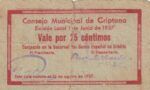 CRBL0204 BILLETE LOCAL ESPAÑA CRIPTANA 25 CENTIMOS 1937 BC