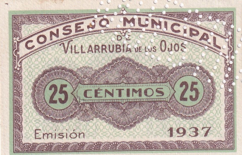 imagen-13-21144.jpg CRBL0208 BILLETE LOCAL ESPAÑA VILLARRUBIA DE LOS OJOS 25 CENTIMOS 1937 RARO NUEVO - Imagen 1
