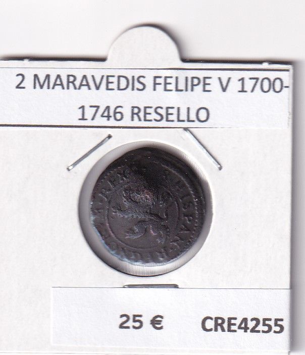 imagen-13-21199.jpg CRE4255 MONEDA ESPAÑA 2 MARAVEDIS FELIPE V 1700-1746 RESELLO - Imagen 1