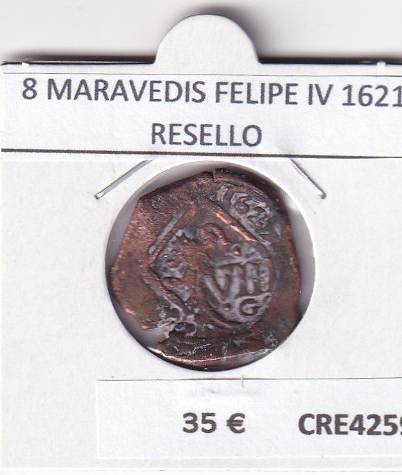 imagen-13-21203.jpg CRE4259 MONEDA ESPAÑA 8 MARAVEDIS FELIPE IV 1621 RESELLO - Imagen 1
