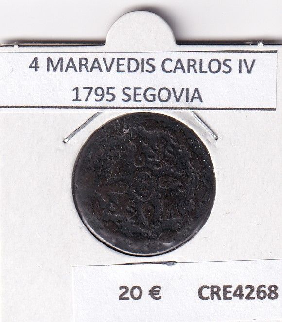 imagen-13-21212.jpg CRE4268 MONEDA ESPAÑA 4 MARAVEDIS CARLOS IV 1795 SEGOVIA - Imagen 1