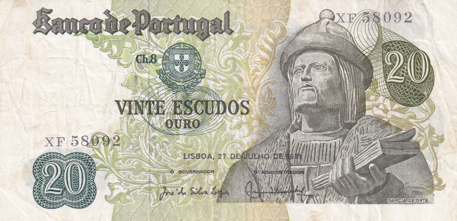 imagen-13-21297.jpg CRBX0771 BILLETE PORTUGAL 20 ESCUDOS 1971 MBC - Imagen 1