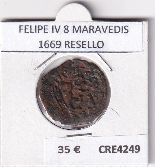 imagen-13-21443.jpg CRE4249 MONEDA ESPAÑA FELIPE IV 8 MARAVEDIS 1669 RESELLO - Imagen 1