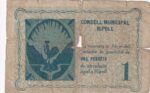 CRBL0253 BILLETE LOCAL ESPAÑA 1 PESETA RIPOLL USADO