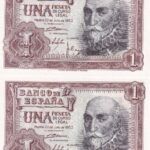 CRBS1489 PAREJA CORRELATIVA BILLETES ESPAÑA 1 PESETA 1953 SERIE A S/C