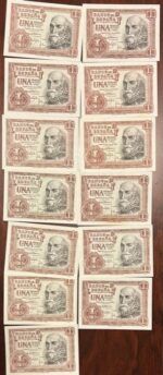 CRBS1492 LOTE 13 BILLETES ESPAÑA 1 PESETA 1953 DIF. SERIES SIN CIRCULAR