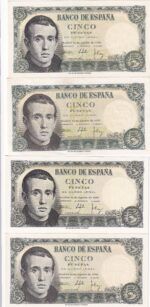 CRBS1501 LOTE 4  BILLETES ESPAÑA 5 PESETAS 1951 DIFERENTES SERIES SIN CIRCULAR