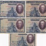 CRBS1512 LOTE 5 BILLETES ESPAÑA 25 PESETAS 1928 MBC