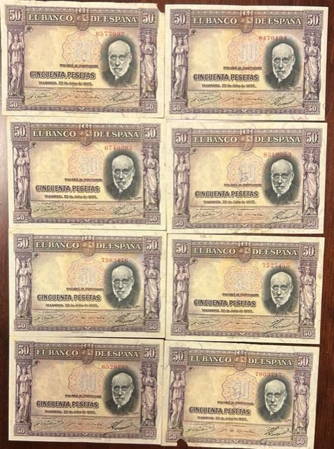 imagen-13-21711.jpg CRBS1518 LOTE 8 BILLETES ESPAÑA 50 PESETAS 1935 MBC - Imagen 1