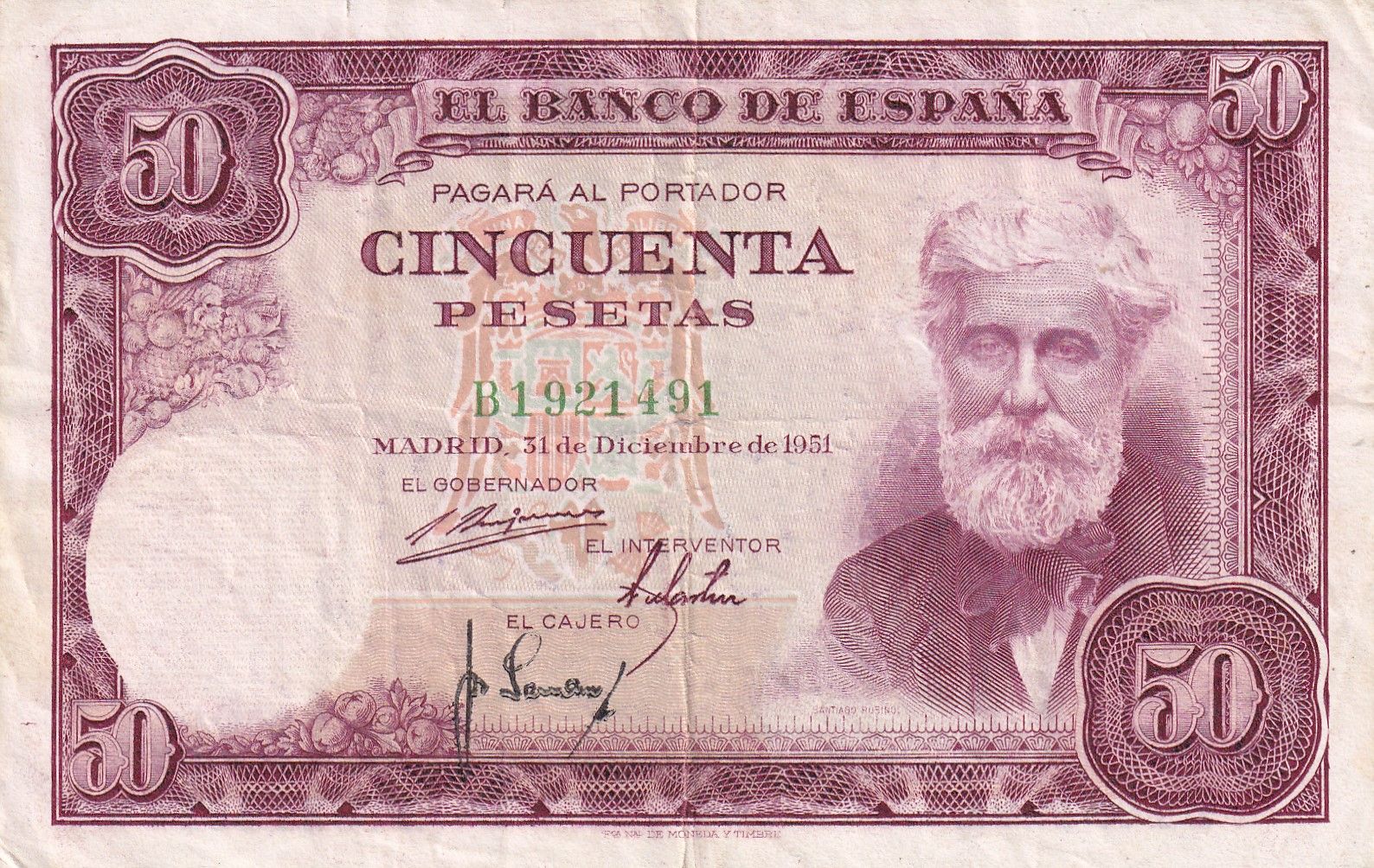 imagen-13-21714.jpg CRBS1521 BILLETE ESPAÑA 50 PESETAS 1951 MBC - Imagen 1