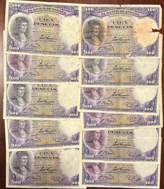 imagen-13-21718.jpg CRBS1525 LOTE 13 BILLETES ESPAÑA 100 PESETAS 1931 MBC - Imagen 1