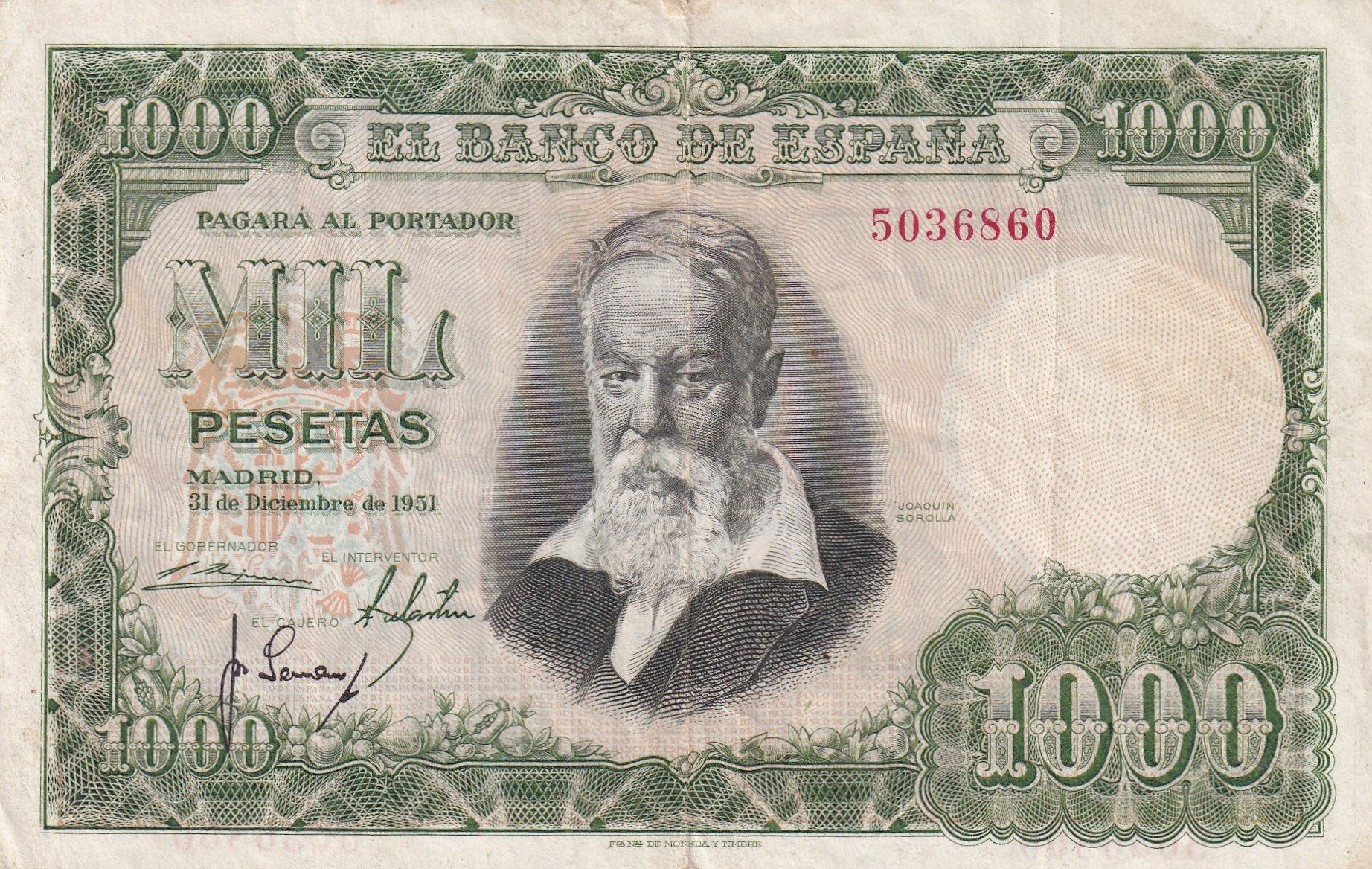 imagen-13-21754.jpg CRBS1561 BILLETE ESPAÑA 1000 PESETAS 1951 SIN SERIE MBC - Imagen 1