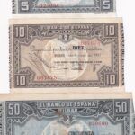 CRBL0367 LOTE 3 BILLETES ESPAÑA LOCAL BILBAO 5,10 Y 50 PESETAS 1937 MBC+
