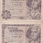 CRBS1621 PAREJA CORRELATIVA BILLETE ESPAÑA 1 PESETA 1948 SIN SERIE BC