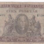 CRBS1695 BILLETE ESPAÑA 100 PESETAS 1940 SERIE D USADO