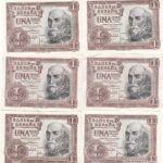 LOTE 6 BILLETE ESPAÑA 1 PESETA 1953 SIN SERIE VER OBSERVACIONES