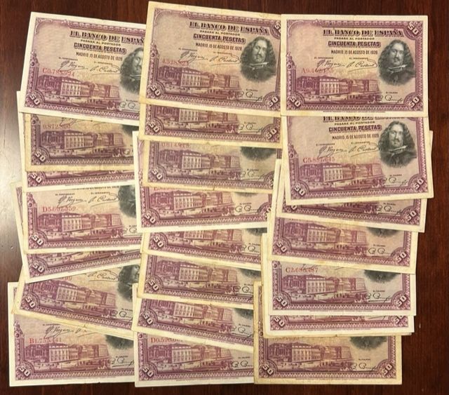 imagen-13-21999.jpg CRBS1724 LOTE 10 BILLETES ESPAÑA 50 PESETAS 1928 BC - Imagen 1