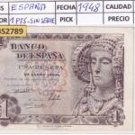 CRBS2789 BILLETE ESPAÑA 1 PESETA 1948 SIN SERIE EBC