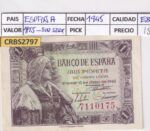 CRBS2797 BILLETE ESPAÑA 1 PESETA 1945 SIN SERIE EBC