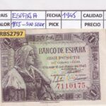 CRBS2797 BILLETE ESPAÑA 1 PESETA 1945 SIN SERIE EBC