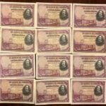 CRBS2836 LOTE 12 BILLETES ESPAÑA 50 PESETAS 1928 SERIES DIFERENTES EBC