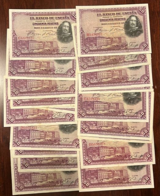 imagen-13-22136.jpg CRBS2837 LOTE 20 BILLETES ESPAÑA 50 PESETAS 1928 SERIE C EBC - Imagen 1