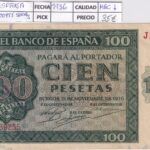 CRBS2841 BILLETE ESPAÑA 100 PESETAS 1936 SERIE J MBC+