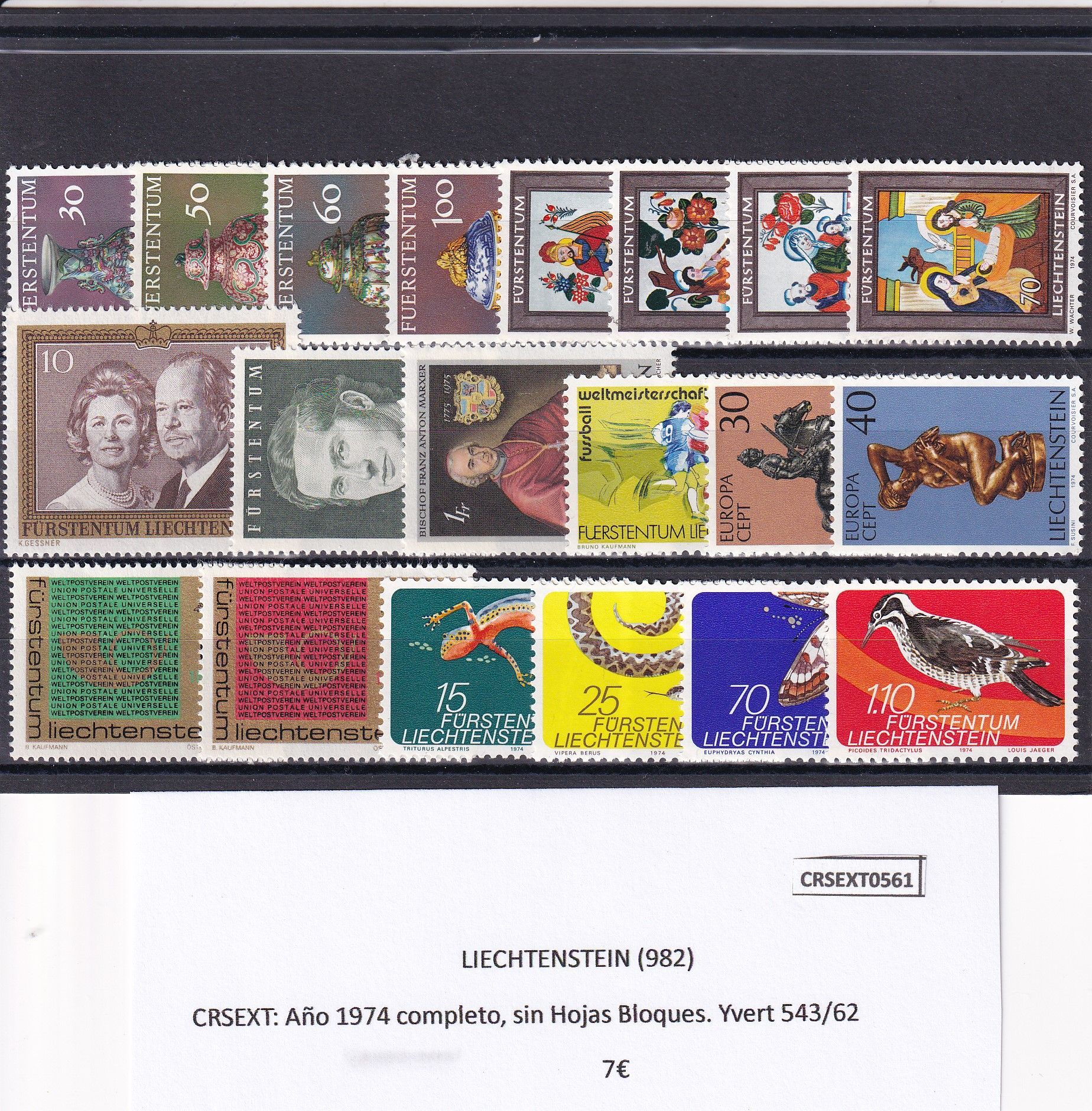 imagen-13-22460.jpg CRSEXT0561 SELLOS LIECHTENSTEIN 1974 completo, sin Hojas Bloq. Yvert 543/62 - Imagen 1