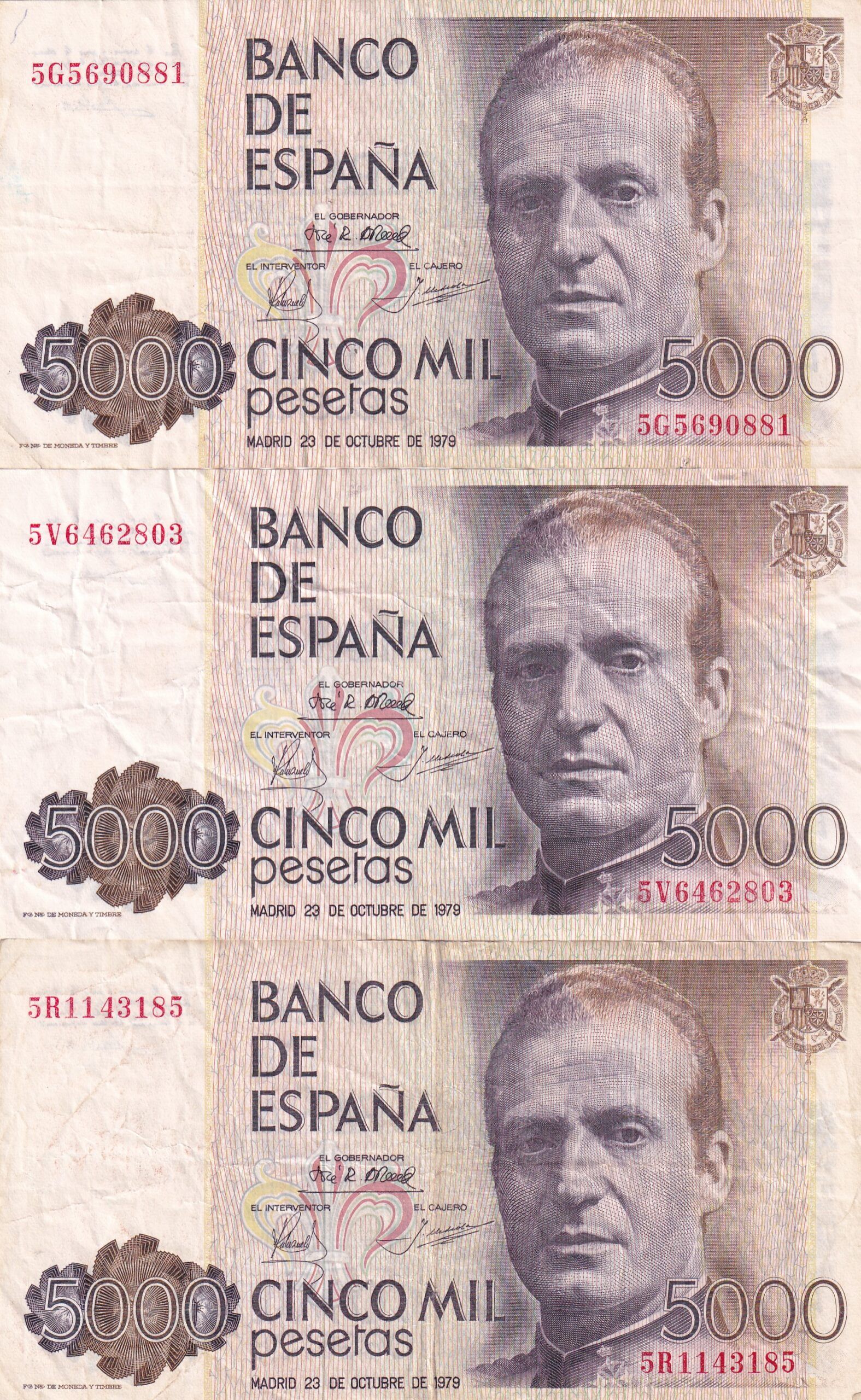 imagen-13-22530.jpg CRBS2102 LOTE 3 BILLETES ESPAÑA 5000 PESETAS 1979 BC+ - Imagen 1