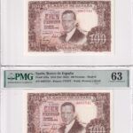 CRPMG005 PAREJA BILLETE ENCAPSULADO ESPAÑA 100 PTAS 1953 S/S PMG 55/63