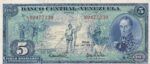 CRBX0838 BILLETE VENEZUELA 5 BOLIVARES 1966 EBC