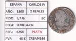 CRBAN386 MONEDA ESPAÑA CARLOS IV 2 REALES 1808 (VER DESCRIPCION EN FOTO)