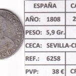 CRBAN391 MONEDA ESPAÑA CARLOS IV 2 REALES 1808 (VER DESCRIPCION EN FOTO)