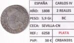 CRBAN391 MONEDA ESPAÑA CARLOS IV 2 REALES 1808 (VER DESCRIPCION EN FOTO)