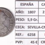 CRBAN393 MONEDA ESPAÑA CARLOS IV 2 REALES 1807 (VER DESCRIPCION EN FOTO)