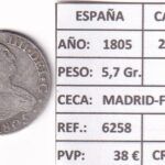 CRBAN395 MONEDA ESPAÑA CARLOS IV 2 REALES 1805 (VER DESCRIPCION EN FOTO)