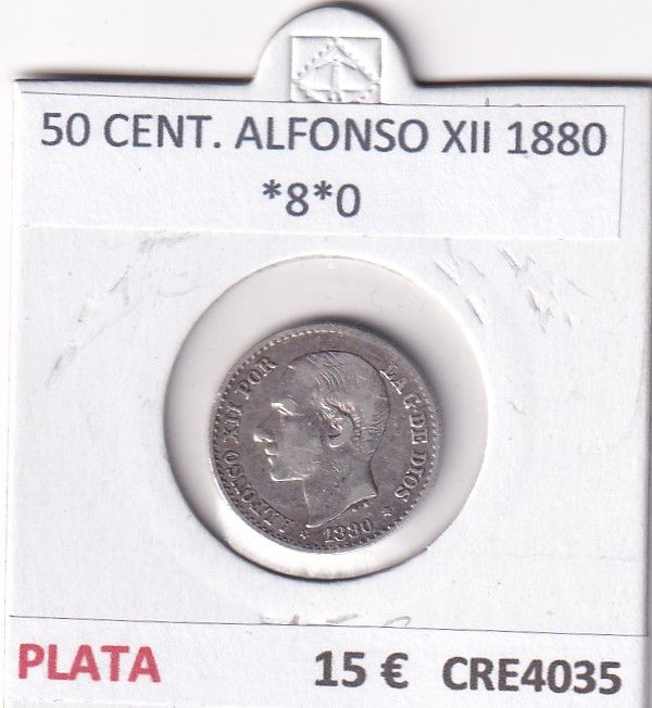 imagen-13-23004.jpg CRE4035 MONEDA ESPAÑA 50 CENTIMOS ALFONSO XII 1880 *8*0 - Imagen 1