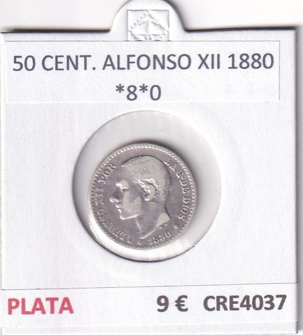 imagen-13-23006.jpg CRE4037 MONEDA ESPAÑA 50 CENTIMOS ALFONSO XII 1880 *8*0 - Imagen 1