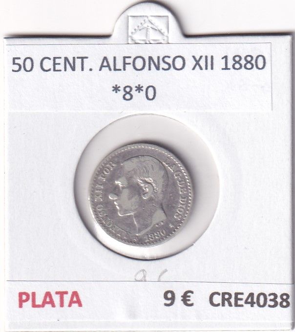 imagen-13-23007.jpg CRE4038 MONEDA ESPAÑA 50 CENTIMOS ALFONSO XII 1880 *8*0 - Imagen 1