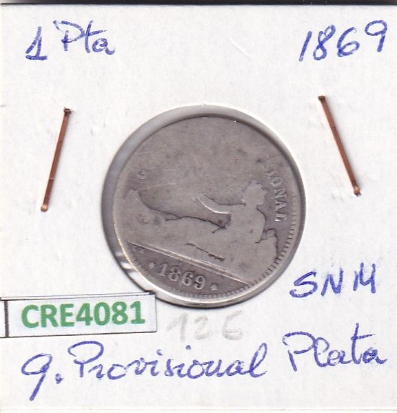 imagen-13-23098.jpg CRE4081 MONEDA ESPAÑA GOBIERNO PROVISIONAL 1 PESETA 1869 SNM PLATA - Imagen 1