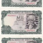 CRBS2146 TRIO CORRELATIVO BILLETES ESPAÑA 1000 PESETAS 1971 MBC+
